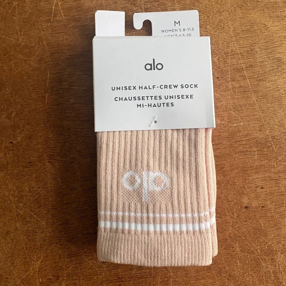 Alo yoga Unisex Half-Crew Throwback Sock Pink quartz/white